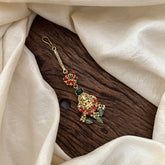 Unique Coral Lakshmi Maang Tikka-Pearl-Aqua Green Bead-G13492